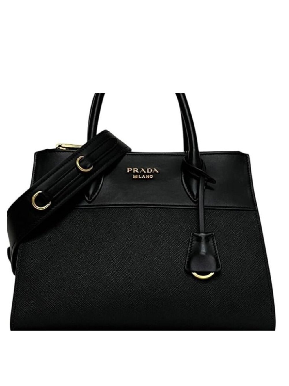 Prada 2-Way Shoulder Bag Paradigm 7 D Leather Saffiano Nero Black